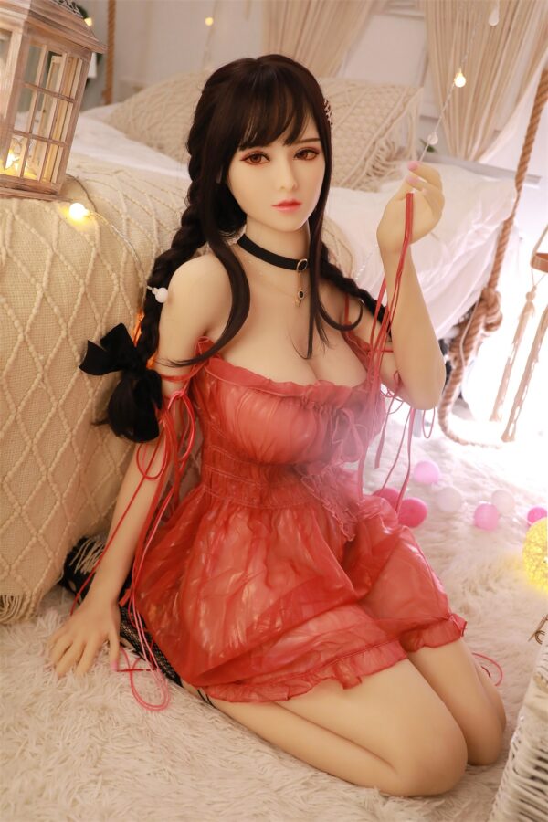 Melody FULL-SIZED  REALISTIC LOVE DOLLS & SEX DOLL, A beautiful girl in red with a braid  Height 5′ 2″ (158cm)