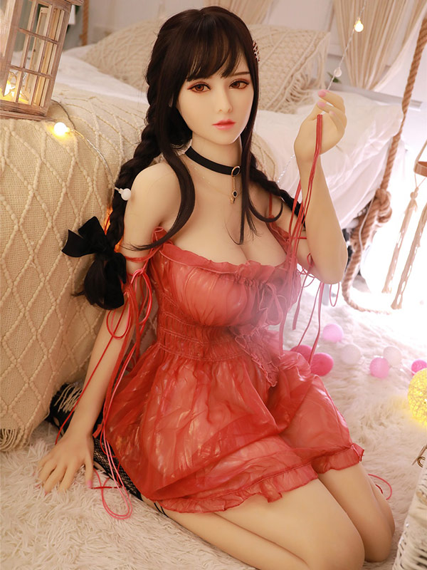 Melody FULL-SIZED  REALISTIC LOVE DOLLS & SEX DOLL, A beautiful girl in red with a braid  Height 5′ 2″ (158cm)