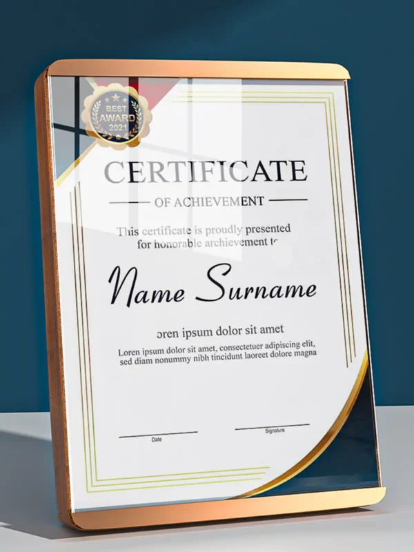Sapele Gold Aluminum Certificate Frame